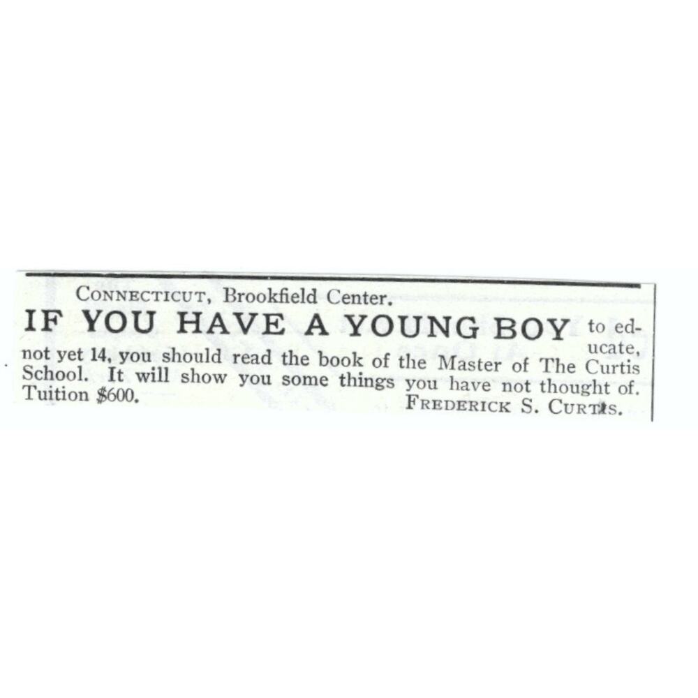 The Curtis School Brookfield Center CT Frederick S. Curtis 1903 Ad AF7-SS2